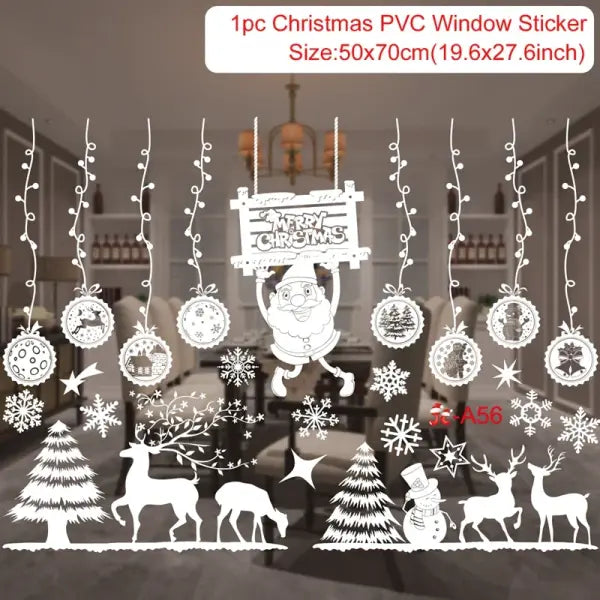 Christmas Window Stickers Merry Christmas Decorations for Home 2025 Christmas Wall Sticker Kids Room New Year