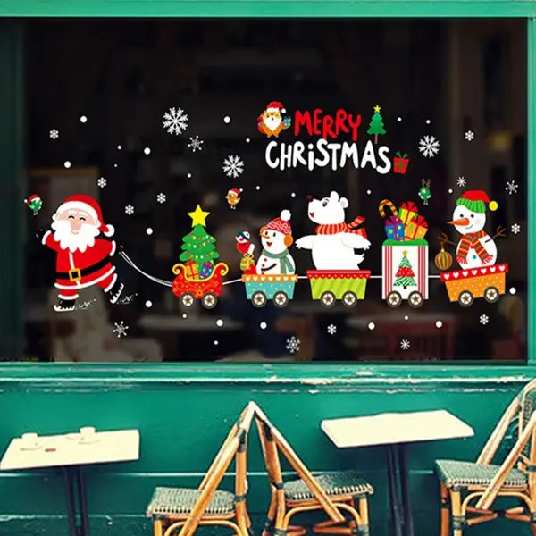 Christmas Window Stickers Merry Christmas Decorations for Home 2025 Christmas Wall Sticker Kids Room New Year