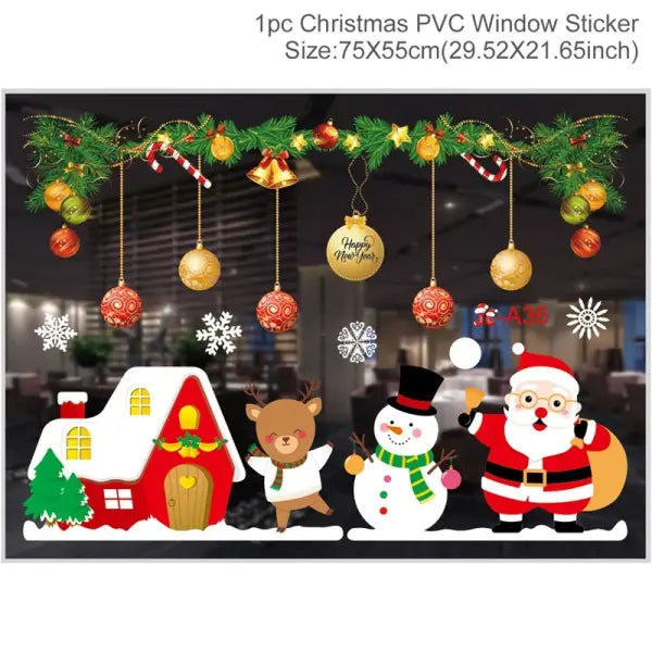Christmas Window Stickers Christmas Wall Sticker Kids Room Wall Decals Merry Christmas Decorations For Home New Year