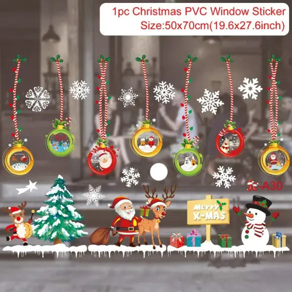 Christmas Window Stickers Christmas Wall Sticker Kids Room Wall Decals Merry Christmas Decorations For Home New Year