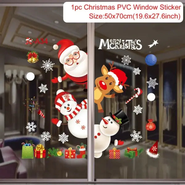 Christmas Window Stickers Christmas Wall Sticker Kids Room Wall Decals Merry Christmas Decorations For Home New Year