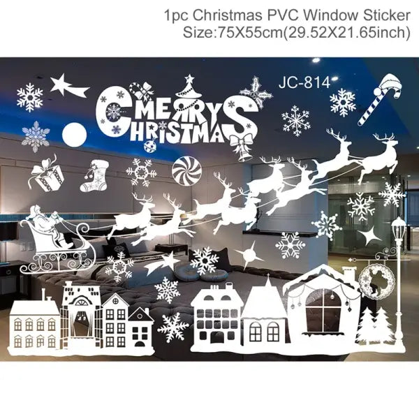 Christmas Window Stickers Christmas Wall Sticker Kids Room Wall Decals Merry Christmas Decorations For Home New Year