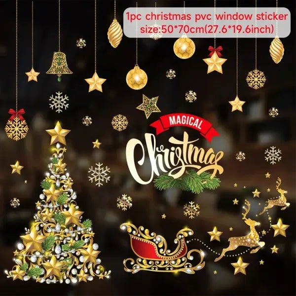Christmas Window Stickers Christmas Wall Sticker Kids Room Wall Decals Merry Christmas Decorations For Home New Year