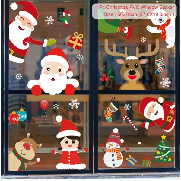 Christmas Window Stickers Christmas Wall Sticker Kids Room Wall Decals Merry Christmas Decorations For Home New Year