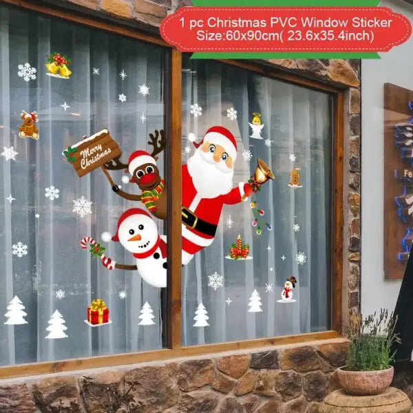Christmas Window Stickers Christmas Wall Sticker Kids Room Wall Decals Merry Christmas Decorations For Home New Year
