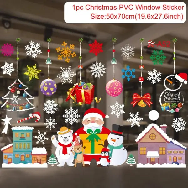 Christmas Window Stickers Christmas Wall Sticker Kids Room Wall Decals Merry Christmas Decorations For Home New Year