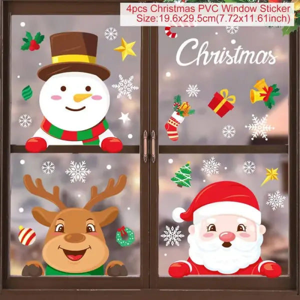 Christmas Window Stickers Christmas Wall Sticker Kids Room Wall Decals Merry Christmas Decorations For Home New Year