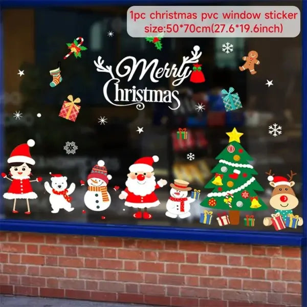 Christmas Window Stickers Christmas Wall Sticker Kids Room Wall Decals Merry Christmas Decorations For Home New Year
