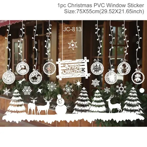 Christmas Window Stickers Christmas Wall Sticker Kids Room Wall Decals Merry Christmas Decorations For Home New Year