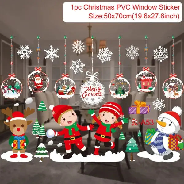 Christmas Window Stickers Christmas Wall Sticker Kids Room Wall Decals Merry Christmas Decorations For Home New Year