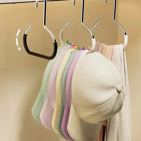 Circle Ring 8-Hat Display Rack Baseball Cap Organizer & Scarf Holder for Space-Saving Closet