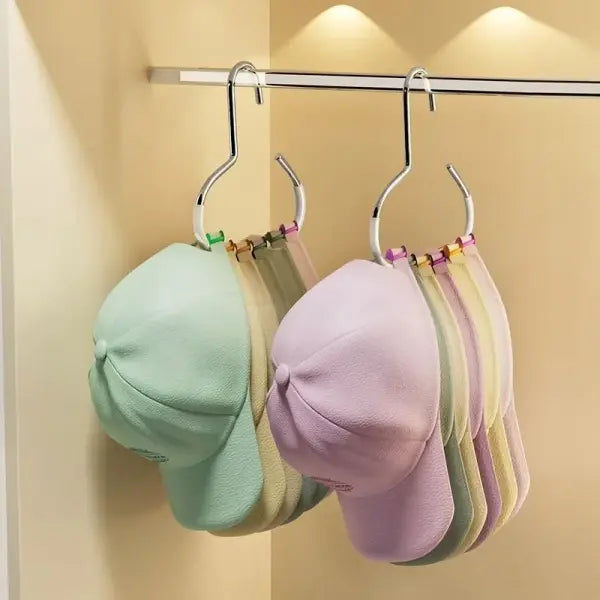 Circle Ring 8-Hat Display Rack Baseball Cap Organizer & Scarf Holder for Space-Saving Closet