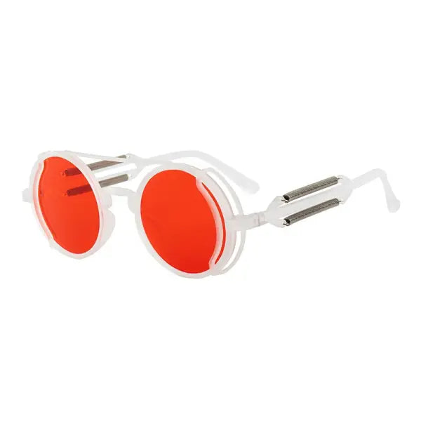 Gothic steampunk sunglasses with round plastic frame and mirror lenses - 4