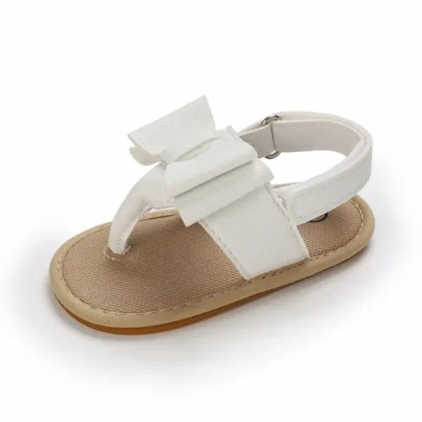 Classic Leather Baby Sandals – Soft Non-Slip Baby Walking Shoes with Bow for Boys & Girls - White1 / 0-6months