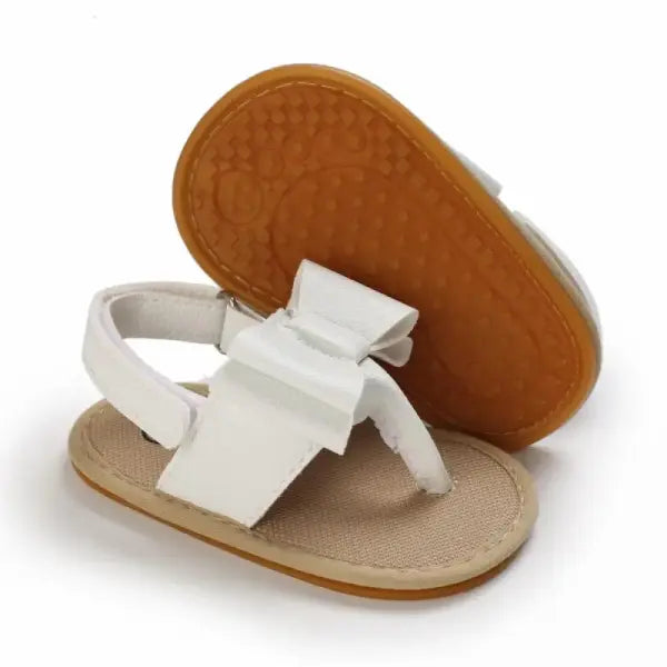 Classic Leather Baby Sandals – Soft Non-Slip Baby Walking Shoes with Bow for Boys & Girls