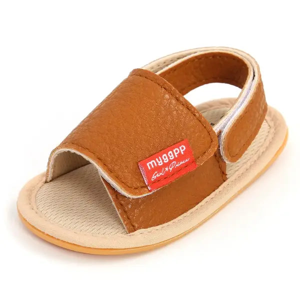 Classic Leather Baby Sandals – Soft Non-Slip Baby Walking Shoes with Bow for Boys & Girls - Brown / 0-6months