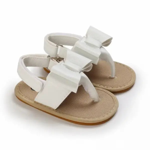 Classic Leather Baby Sandals – Soft Non-Slip Baby Walking Shoes with Bow for Boys & Girls
