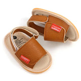 Classic Leather Baby Sandals – Soft Non-Slip Baby Walking Shoes with Bow for Boys & Girls