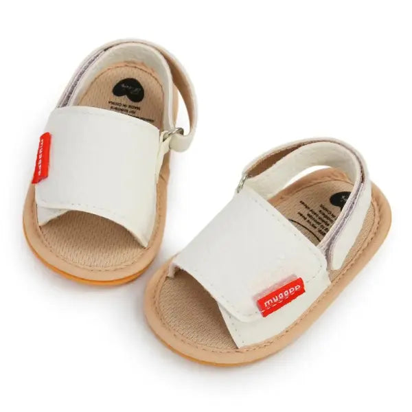 Classic Leather Baby Sandals – Soft Non-Slip Baby Walking Shoes with Bow for Boys & Girls