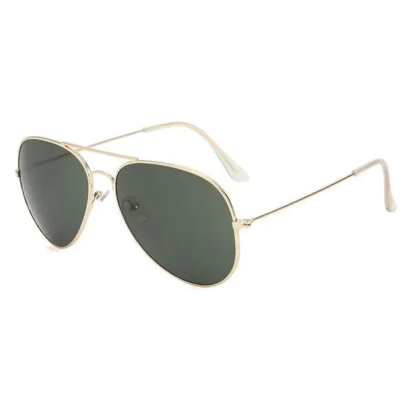 Classic Pilot Polarized Sunglasses for Men - Luxury Metal UV400 Aviation Driving Shades - black / Green