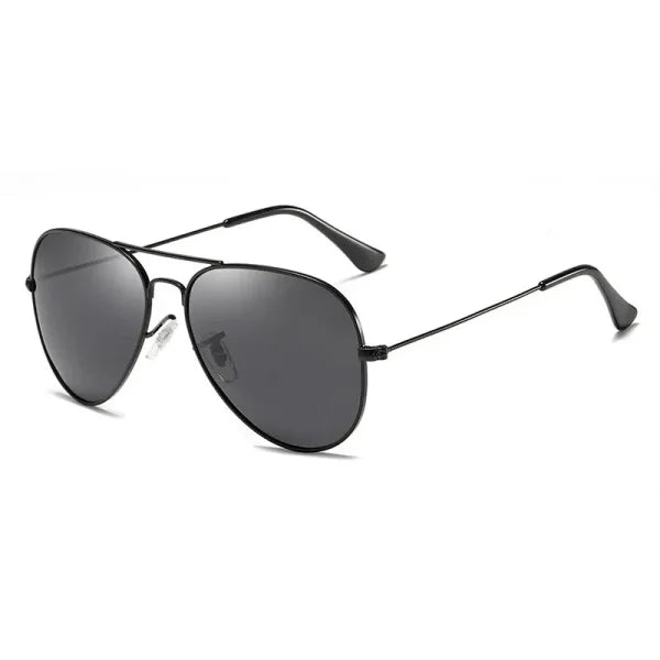 Classic Pilot Polarized Sunglasses for Men - Luxury Metal UV400 Aviation Driving Shades - black / Black