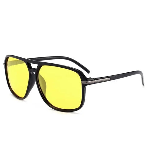 Classic Pilot Vintage Polarized Sunglasses - Retro UV400 Driving Shades - YELLOW (NIGHT VISION
