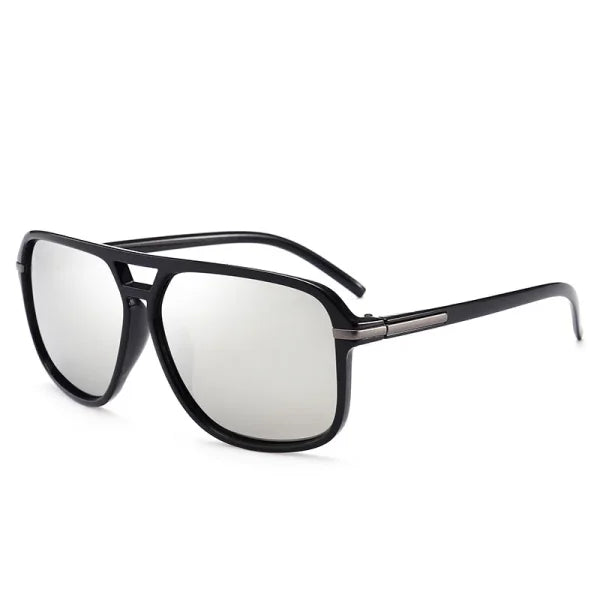 Classic Pilot Vintage Polarized Sunglasses - Retro UV400 Driving Shades - SILVER