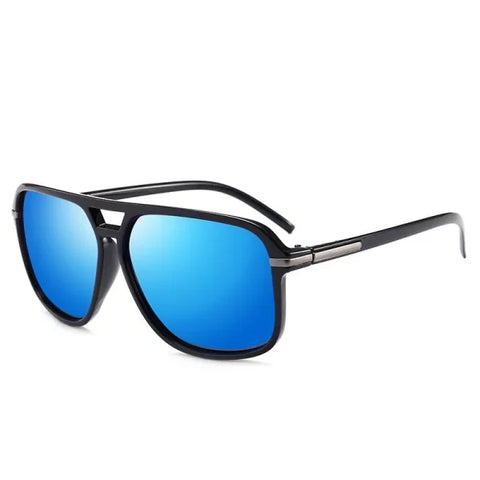Classic Pilot Vintage Polarized Sunglasses - Retro UV400 Driving Shades - ICE BLUE