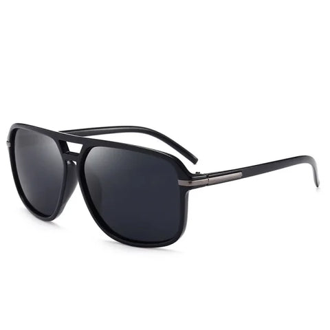 Classic Pilot Vintage Polarized Sunglasses - Retro UV400 Driving Shades - MATTE BLACK - BLACK