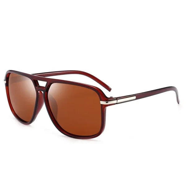 Classic Pilot Vintage Polarized Sunglasses - Retro UV400 Driving Shades - BROWN - BROWN