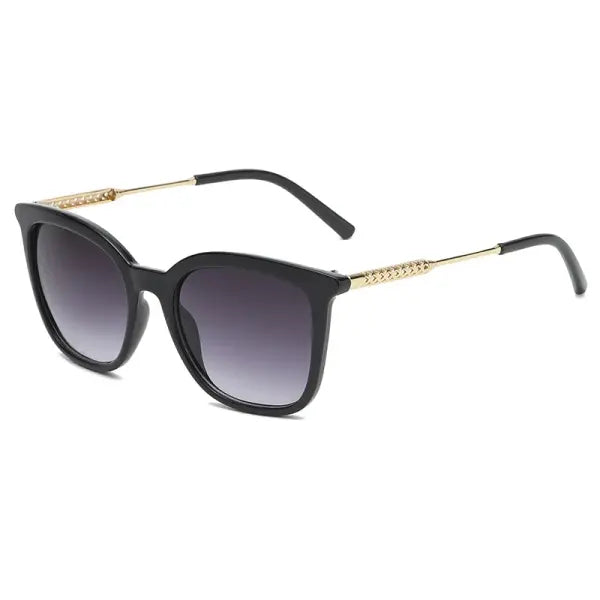 Square Cycling Sunglasses Alloy Frame Retro Gradient - black