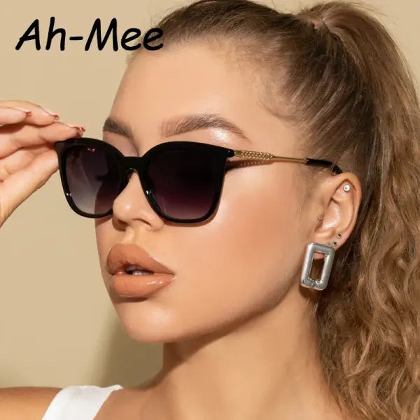 Square Cycling Sunglasses Alloy Frame Retro Gradient
