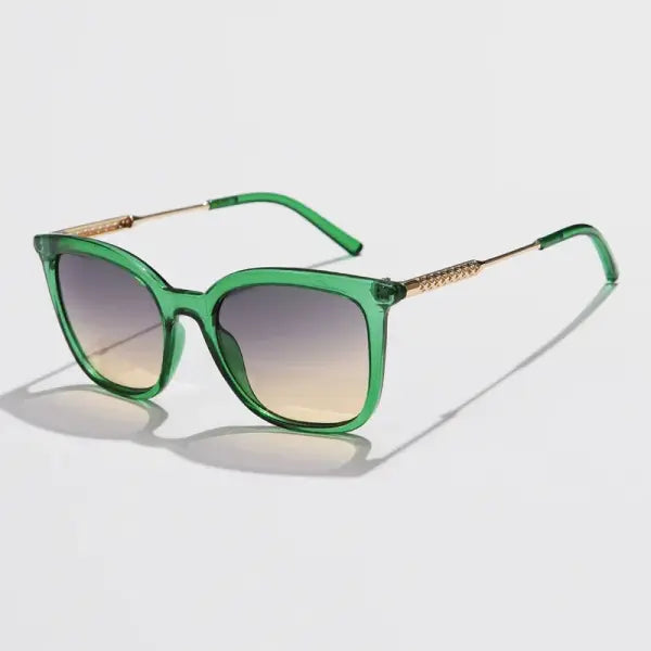 Square Cycling Sunglasses Alloy Frame Retro Gradient - green