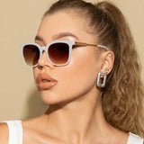 Square Cycling Sunglasses Alloy Frame Retro Gradient