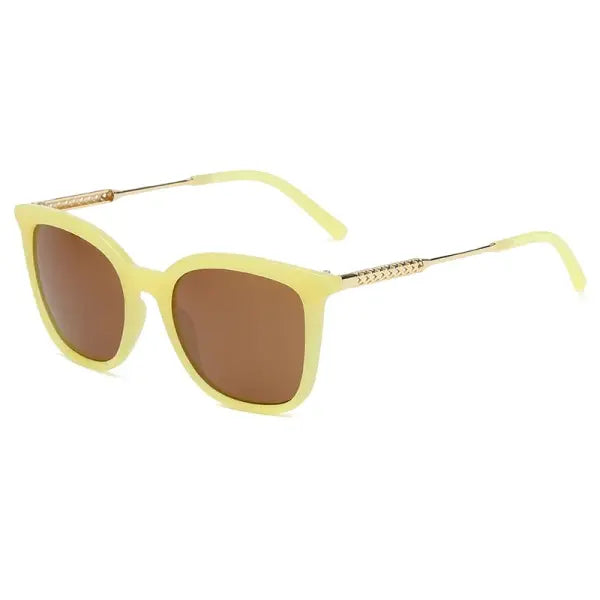 Square Cycling Sunglasses Alloy Frame Retro Gradient - yellow