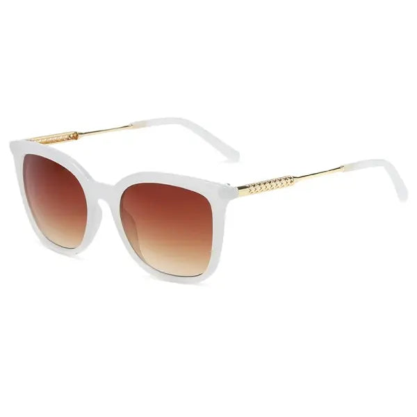 Square Cycling Sunglasses Alloy Frame Retro Gradient - white