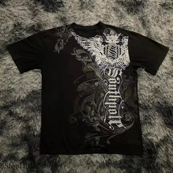 Y2K Gothic Style Oversized T Shirt Cotton Blend Street Aesthetic - 3 / M