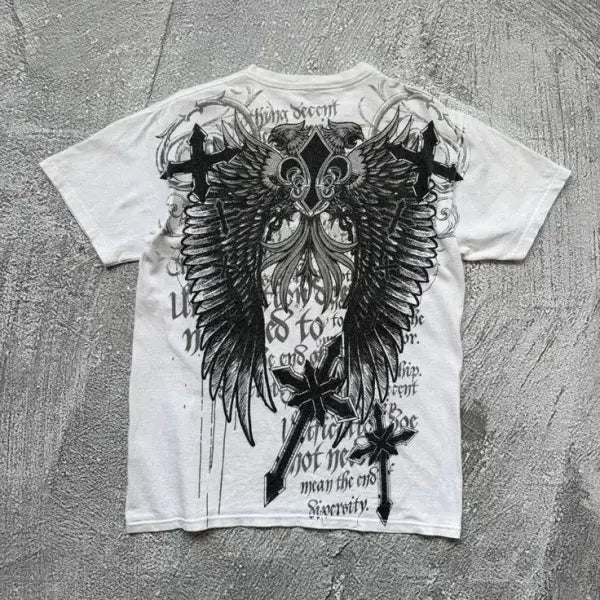 Y2K Gothic Style Oversized T Shirt Cotton Blend Street Aesthetic - 6 / S