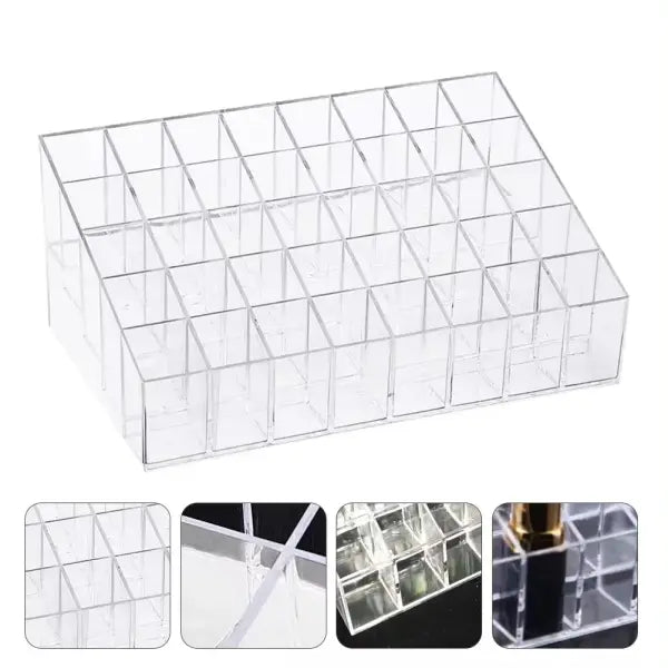 9–40 Grid Clear Acrylic Lipstick Organizer Makeup Storage Box & Cosmetic Display Stand