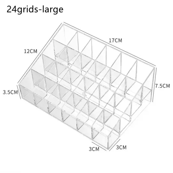 9–40 Grid Clear Acrylic Lipstick Organizer Makeup Storage Box & Cosmetic Display Stand