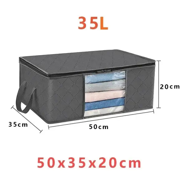 Clothes Storage Bag Foldable 3 Layer Fabric Sturdy Closet Organizer - 1PCS-35L / China Mainland