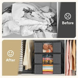 Clothes Storage Bag Foldable 3 Layer Fabric Sturdy Closet Organizer
