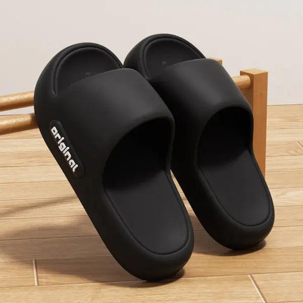 Cloud Slippers Platform Shoes Type Fashion Print Soft Beach Slides - black / 44-45