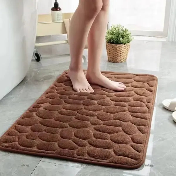 Cobblestone Embossed Bath Mat Microfiber – Absorbent Quick Drying Rug - Navy Blue / 40x60cm