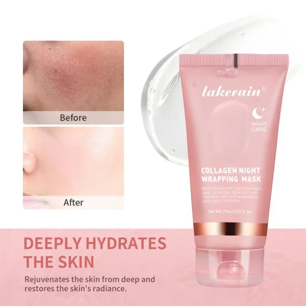 75ml Collagen Overnight Wrapping Peel Off Facial Mask Korean Collagen Night Wrapping Mask Deeply Hydrates Night Care