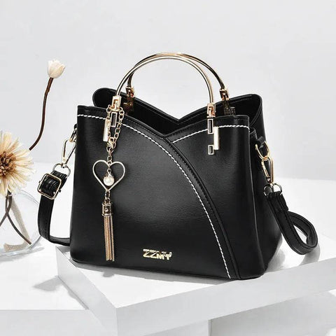 Color Block Love Tassel Crossbody Handbag for Women - Black