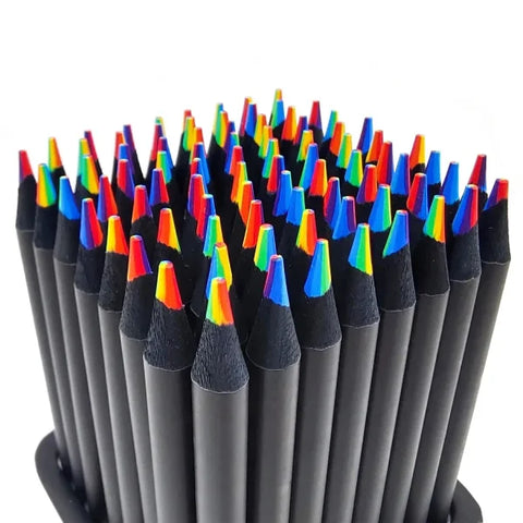 Colored Black Wood Pencils 7-in-1 Rainbow Drawing Set for Artists - 10 PCS