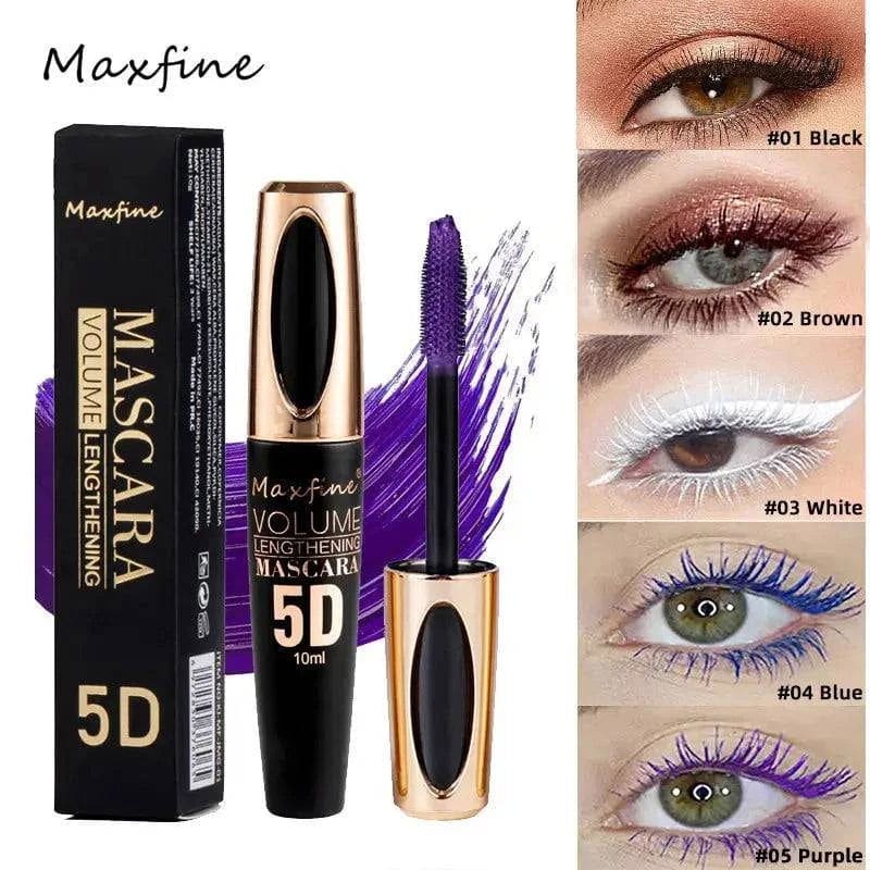 Colorful 5D Volume Mascara: Waterproof Curling Silk Extension Cream