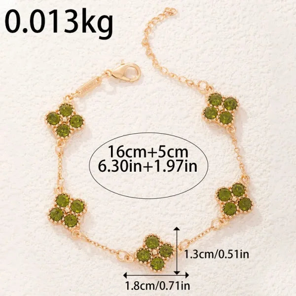 Colorful Crystal Four Leaf Clover Bracelets for Women & Girls – Lucky Flower Charm Jewelry for Party & Fashion Wear - Himpall