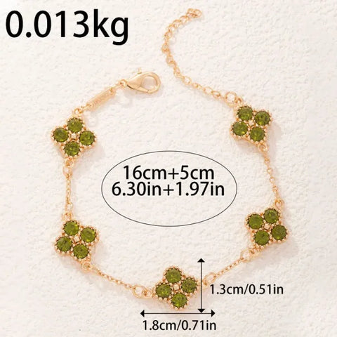 Colorful Crystal Four Leaf Clover Bracelets for Women & Girls – Lucky Flower Charm Jewelry for Party & Fashion Wear - Himpall